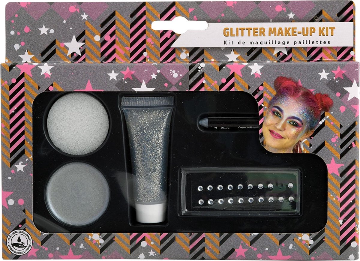 GOODMARK - Grijze glitter schmink set - Schmink > Make-up set